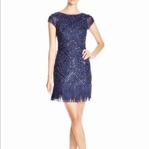 Beautiful Aidan Mattox sequined cocktail dress navy size 4